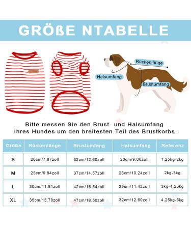 Voarge Summer Dog T-Shirt - Soft Cotton Striped Tank Top for Small & Medium Dogs & Cats - XL Red - Buy Online on GoSupps.com