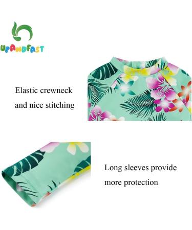 UPF 50+ Green Flower Baby Girls Swimsuit with Snap Bottom | UPF 50+ Sun Protection | 2-3 Years - Buy Online on GoSupps.com