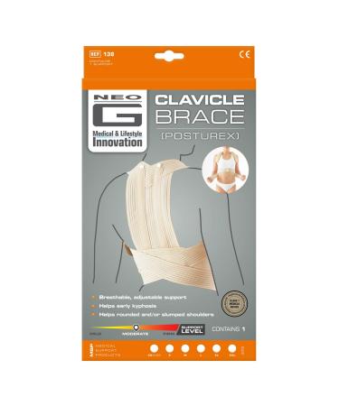 Neo-G Clavicle Brace - Adjustable Back Support for Kyphosis & Rounded Shoulders - Pain Relief & Rehab - Class 1 Medical Device - Small Tan - Buy Online on GoSupps.com