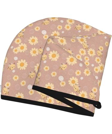 Hair Towel Wrap for Quick Drying | Cute Bee Hair Drying Turban with Button | Best Head Towel for Fast Hair Drying - International Shipping - Buy Online on GoSupps.com