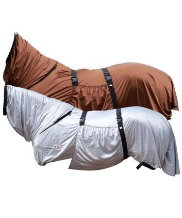 RL24 - eczema ceiling with neck part & abdomen |Flying ceiling to protect against insects |Fine -meshed tissue double front closure & leg cords |Outdoor horse ceiling in silver gray |115cm silver gray 115cm