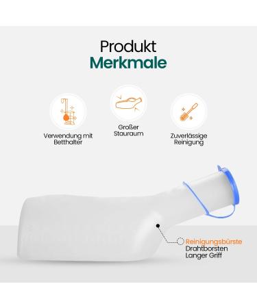 Men's 1L Urine Bottle - Durable Translucent Plastic Easy-to-Read Measurement Portable & Leak-Resistant | Perfect for Travel & On-the-Go Use - Buy Online on GoSupps.com