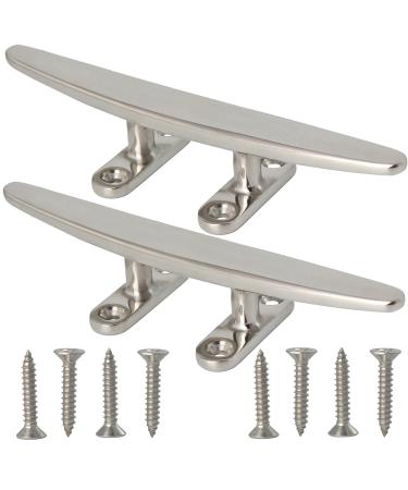 VEITHI Boat Dock Cleats, 5in/6in/8in (3 Sizes) 316 Stainless Steel Boat Cleat Open Base Flat Top (2,4 Pack), Include Stainless Steel Screws 8inch 2Pack