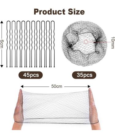 URAQT Hair Bun Set - 35 Invisible Hair Nets, 45 U Shaped Hair Pins - Black Hair Bun Holder Kit for Women - 80pcs - Buy Online on GoSupps.com