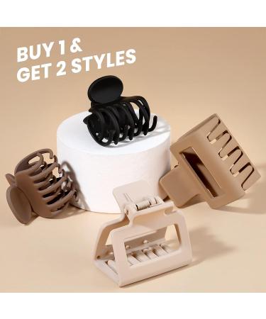 DEPOKA Medium Claw Hair Clips for Women - Matte Finish, Non-Slip Jaw Clips - Set of 4 (Beige, Khaki, Brown, Black) - Buy Online on GoSupps.com