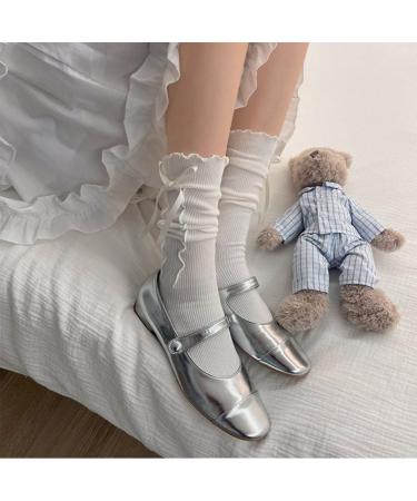 Buy Akamas 2 Pair Black & White Ruffle Socks | Soft Cotton Lolita Crew & Ankle Socks for Women - Stylish Comfort for Every Occasion - Buy Online on GoSupps.com