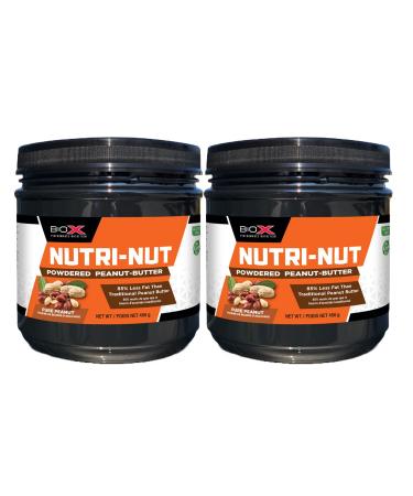 BioX Nutri-Nut Powdered Peanut Butter | Delicious Low Calorie Powdered Peanut Butter with 5g Protein Low Sugar & Low Fat | No Artificial Flavours Or Sweeteners Non-GMO & Gluten Free (Pack of 2 Plain) Plain 456 g (Pack of 2)