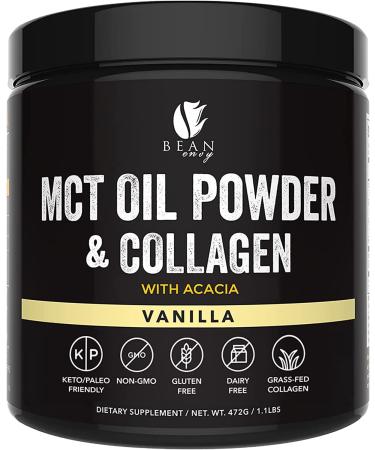 Bean Envy MCT Oil Powder with Collagen and Acacia - Gluten & Dairy-Free - Keto Creamer for Coffee, Ice Cream, Shakes and Smoothies - Vanilla