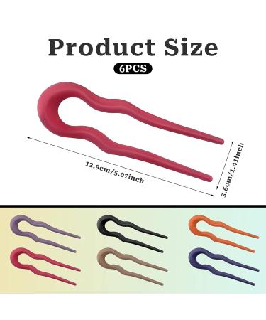6Pcs Matte Plastic U Shaped Hair Fork French Hair Pins - Perfect Valentine's Day & Christmas Gift for Women - Buy Online on GoSupps.com