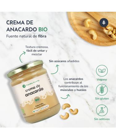  Planeta Huerto Planet Vegetable Garden | Cashew Nut Cream 350g | Organically Grown Food | Spread for Healthy Breakfasts | High-Quality Fiber-Rich Dried Fruit - Buy Online on GoSupps.com