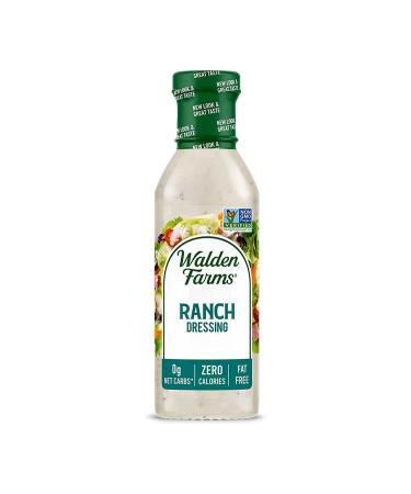 Walden Farms Ranch Dressing 12 Oz. Bottle, Fresh & Delicious Salad Topping, 0g Net Carbs Condiment, Kosher Certified, Great on Salads, Wings, Burgers, Sandwiches, Tacos, Pizza, Veggies and Many More