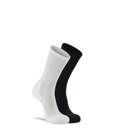 FoxRiver Adult Diabetic Lightweight Crew Socks -White/Black Large