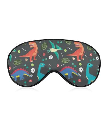 Colorful Dinosaur Sleep Mask Eye Cover for Sleeping Blindfold with Adjustable Strap Blocks Light Night Travel Nap for Men Women