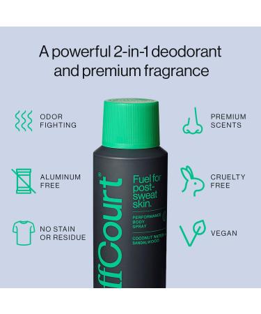 OffCourt - Natural Deodorant Body Spray for Men and Women - Aluminum Free - Whole Body Deodorant for Women and Men - Long-Lasting Coconut Water and Sandalwood Scent 3.4 Ounce (Pack of 2) Coconut Water + Sandalwood 3.4 Ounce (Pack of 2) - Buy Online on GoSupps.com