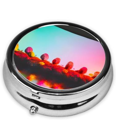 Bright Beautiful Colorful Art Portable Round Pill Box | Lightweight & Moisture-Proof Vitamin Organizer - One Size - Buy Online on GoSupps.com