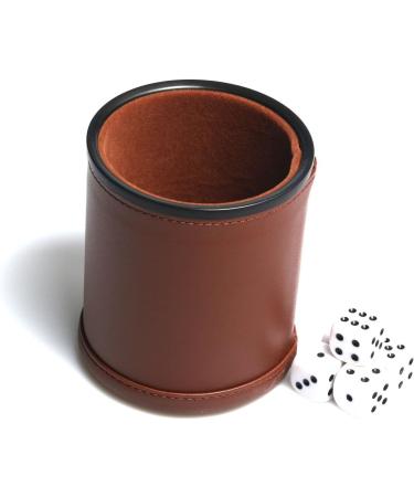 RERIVER Leather Dice Cup Set - 2 Pack with 5 Dot Dices for Farkle Yahtzee Games - Brown Darkbrown - Buy Online on GoSupps.com