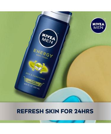 Nivea Men Energy Body Wash Bundle - 3 Pack, 16.9 fl oz Bottles with Mint Extract - Buy Online on GoSupps.com