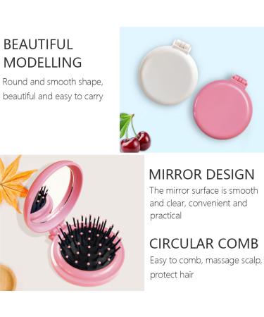Folding Hair Brush with Mirror - Mini Compact Massage Comb for Girls and Women (Pink+White) - Buy Online on GoSupps.com