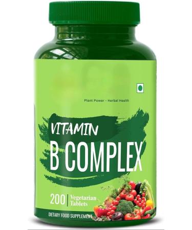 Vitamin B Complex 100% RDA - 200 Tablets/Capsules - B Vitamins Supplement (B1 B2 B3 B5 B6 B7 B9 B12) Green - Buy Online on GoSupps.com