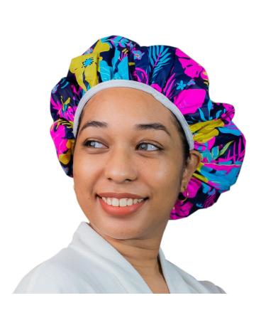 Liphontcta Reusable And Waterproof Shower Cap For Women | Large Shower Cap For Long Voluminous Hair | Colorful Print | Great For Spa | Perfect Bonnet Shower Cap For Home Use  Hotel & Hair Salon | Bathing Cap