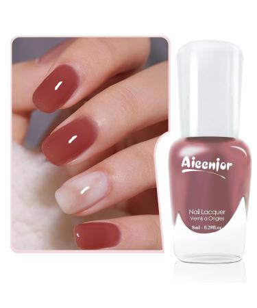 Aieenjor Pink Nude Red Nail Polish Water Based Removable Non-Toxic and Quick Dry Suitable for Formal Occasions Such as Weddings Jelly Nude Red Nail Polish 7ml