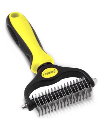 Jaswell subfellbrush DESFOGING STRECHEN for dogs and cats with medium to long -haired - underwool brush against matters and undercoat yellow