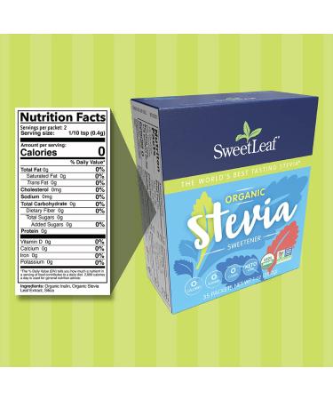 Sweet Leaf Organic Stevia Sweetener - 35 Count | Natural Sugar Substitute - Buy Online on GoSupps.com