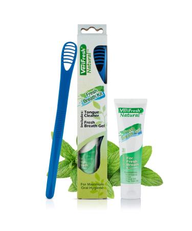 VeriFresh Fresh Breath Kit for Bad Breath - Tongue Scraper & Cleaner with Cleaning Gel   All Natural Treatment