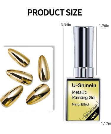 U-Shinein Metallic Painting Gel - 15ml Golden Nail Liner Kit - Buy Online on GoSupps.com