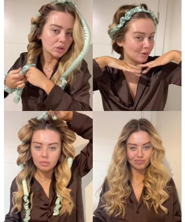 Satin Heatless Curlers Set - Easy-To-Use 4-Piece Hair Curlers for Women & Teenage Girls - No Heat Curling Headband Gift with Scrunchies, Claw Clip & Padded Rod - Buy Online on GoSupps.com