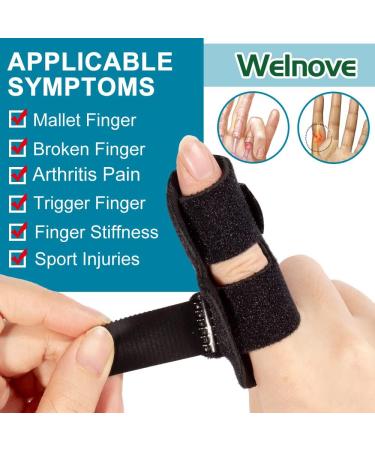 Buy Welnove Finger Splint | 2 PCS Adjustable Finger Brace for Trigger Finger Broken Fingers & Stabilization - Black Medium - Buy Online on GoSupps.com