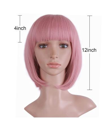 Buy MapofBeauty Blush Pink Short Straight Hair BOB Wig - 12/30cm Natural Look for Women | International Shipping Available - Buy Online on GoSupps.com