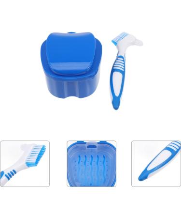MILISTEN Dental Bath Case for Dentures & Toothbrush Travel Tooth Cleaning Container with Brushes (Blue) - International Shipping Available - Buy Online on GoSupps.com