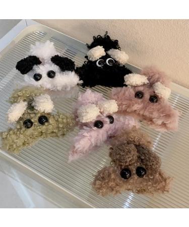 xbiez Harajuku Plush Dog Hair Claw for Girl Hair Claw Delicate Plush Dog Shape Hair Barrettes for Teenager Ponytail Decors White - Buy Online on GoSupps.com