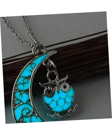 jojofuny Moon Necklace Moon Pendant Necklace Owl Pendant Necklace Owl European and American Decorate Light Blue 50*3.5cm - Buy Online on GoSupps.com