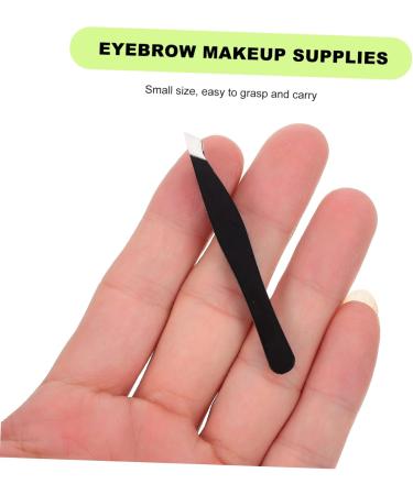 12 STK Mini Eyebrow Tweezers Set - Pointed Precision Tweezers for Women's Beauty - Sloping Lace Steel - 3 Black Sets - Perfect for Eyebrow Grooming - Buy Online on GoSupps.com