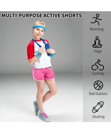 Resinta 5 Pack Girls Summer Athletic Shorts for Toddlers 4-5T - Cotton Dance Yoga Workout Shorts in Black, Navy Blue, Beige, Hot Pink, Light Purple - Buy Online on GoSupps.com