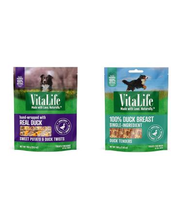 VitaLife 750g Sweet Potato & Duck Twists and 200g Duck Tenders Dog Treats