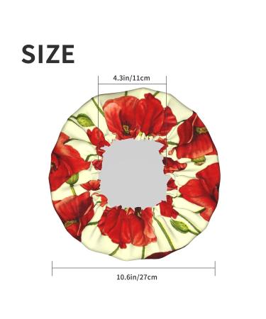 Red Poppy Printed Shower Cap - Waterproof Bath Cap for Women - One Size Fits All - Buy Online on GoSupps.com