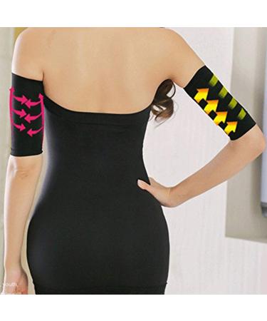 Buy 2 Pair Elastic Compression Arm Sleeves for Women - Slimming Arm Shaper & Massager for Weight Loss - Black & Nude - Perfect for Sport Fitness - Buy Online on GoSupps.com