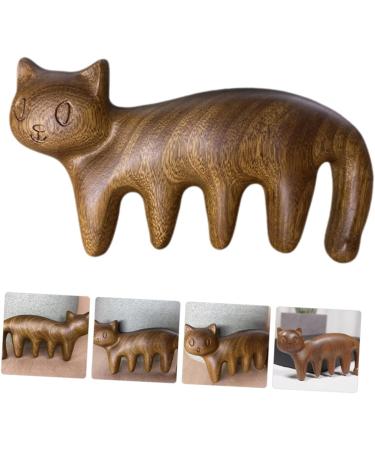 Magiclulu Cat-Shaped Massage Comb | 3-in-1 Head & Body Massage Tool | Travel-Friendly Sandalwood Brush for Cats & Dogs - Buy Online on GoSupps.com
