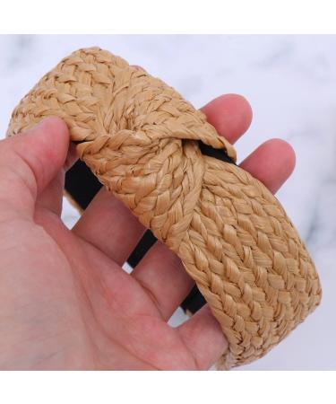 Minkissy Top Knot Headband Turban Woven Hair Hoop Headbands Womens Lady Headwear Straw Cross Knot Style - Buy Online on GoSupps.com