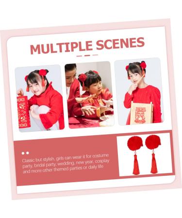 minkissy 9 Pairs Tassel Hair Ball Hair Clip Girl Hair Accessories Hair Barrettes for Thick Hair Chinese New Year Hair Barrettes Red Long Tassels Flower Head Artificial Fur Girl Child - Buy Online on GoSupps.com