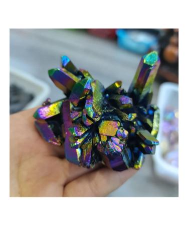 Home Decoration Natural Colorful Crystal Cluster Seven Rainbows Electroplating Crystal Stone Home Craft Decorations Stones ZJGIDTEM (Size : 100-150g)