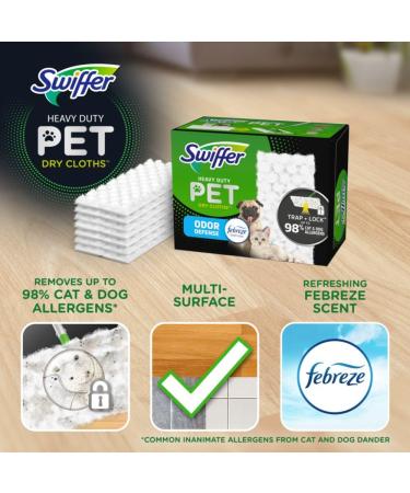 Swiffer Pet Heavy Duty Dry Multi-Surface Cloth Refills for Floor Sweeping and Cleaning Febreze Freshness 20 count - Buy Online on GoSupps.com