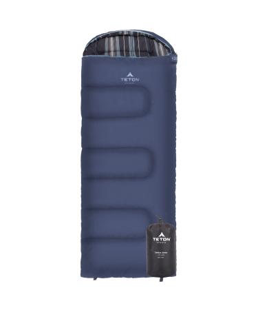 TETON Sports Jr Sleeping Bag for Boys, Girls, and Kids - 20 & 0 Degree Options (Celsius & Bridger) - Camping Accessory for Sleepover, Cabins, RV, Car Camping Accessories Blue (Blue Liner) Junior 20F