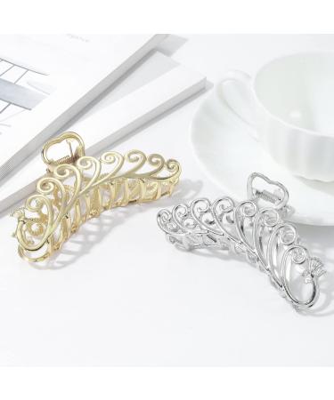 Gold Shark Hair Claw Clips - Metal Barrettes for Women and Girls (2PCS) - Buy Online on GoSupps.com