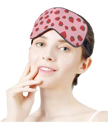 Strawberry Pattern Sleep Mask for Women | Adjustable Eye Shade with Elastic Strap - Perfect for Travel & Sleep - Buy Online on GoSupps.com