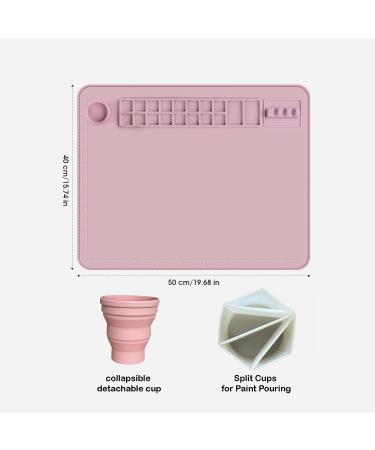 Silicone Craft Mat 20x 16 with Detachable Collapsible Cup- Non-Stick Art Mat for Crafts, Painting, Resin Casting - Buy Online on GoSupps.com