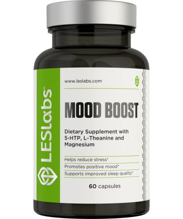 LES Labs Mood Boost  Stress Relief, Mood Support, Deep Relaxation & Improved Sleep  5-HTP, Ashwagandha, Rhodiola Rosea, Magnesium, L-Theanine & GABA  60 Capsules